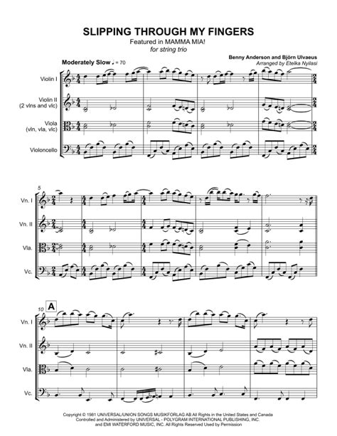 Slipping Through My Fingers Arr Etelka Nyilasi By ABBA Sheet Music