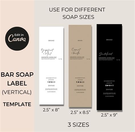 Editable Soap Label Template Canva Bar Soap Wrap Labels Etsy