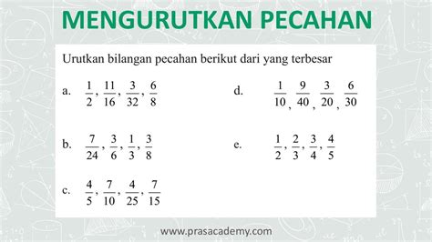 Soal Matematika Kelas Mengurutkan Pecahan My Riset