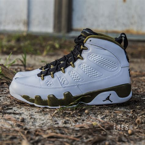 Air Jordan 9 Retro – White/Black/Militia Green – Fresh Sneaker Boutique