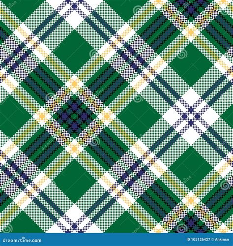 Green Check Tartan Fabric Texture Seamless Pattern Stock Vector