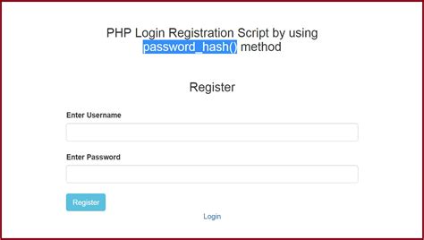 Php Login Registration Script By Using Password Hash Method Webslesson