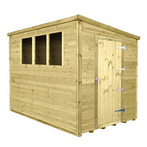 10x6 Deluxe Pent Shed 6ft 7inch Tall 15mm Cladding Door Gable Right