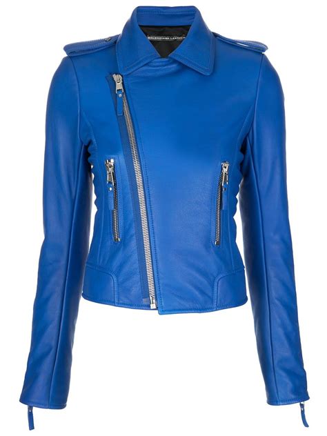 Balenciaga Cobalt Blue Leather Biker Jacket Blue Leather Jacket Best