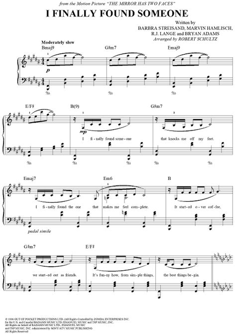 I Finally Found Someone Sheet Music For Easy Pianovocal Sheet Music Now