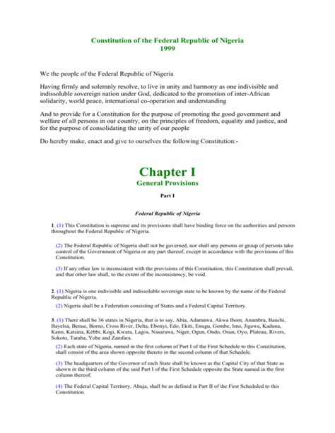 Constitution Of The Federal Republic Of Nigeria