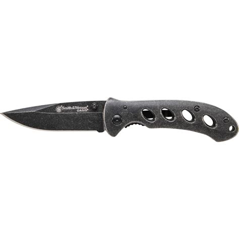 Oasis Small Liner Lock Drop Point Folding Knife Smith And Wesson