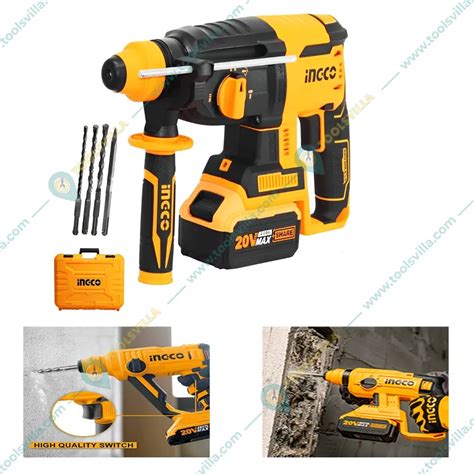 Ingco 20V 1100 RPM 5000 BPM Cordless Li Ion Rotary Hammer CRHLI202287