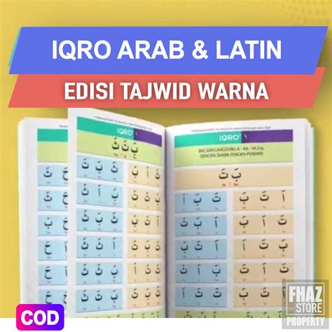 Terlaris Iqro Edisi Arab And Latin Tajwid Warna Lengkap 6 Jilid Buku Iqra