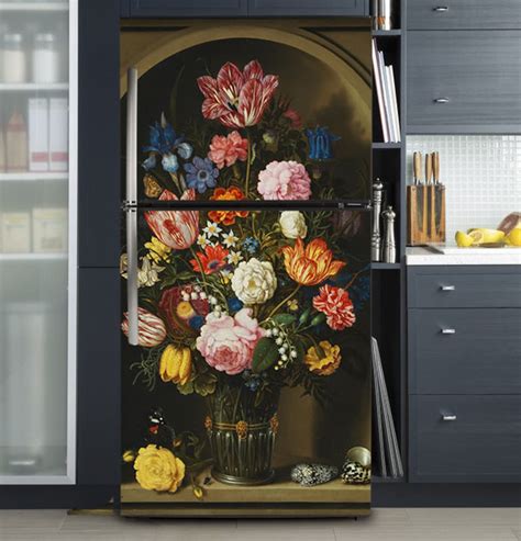 Fridge Wrap Still Life Gallery 3flowers Floral Fridge Decal Etsy