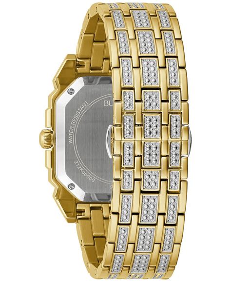 Bulova Mens Crystal Octava Gold Tone Stainless Steel Bracelet Watch