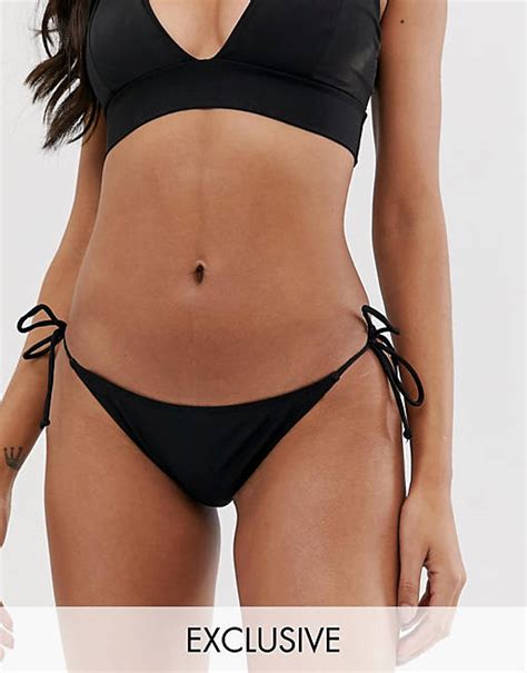 Missguided Mix And Match Tie Side Bikini Bottoms In Black Asos