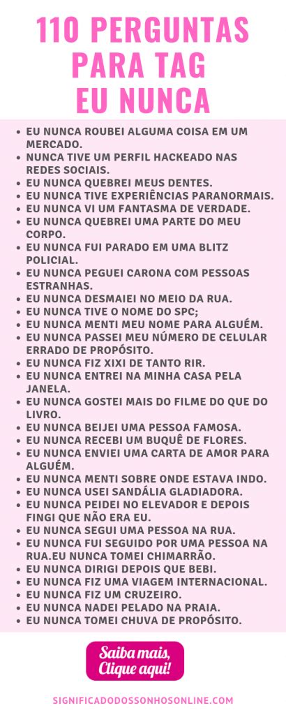 110 Perguntas Para Tag Eu Nunca Divertidas e Polêmicas