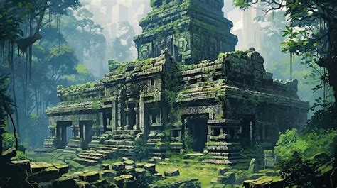 Premium Ai Image Ancient Temple In The Jungle Generative Ai