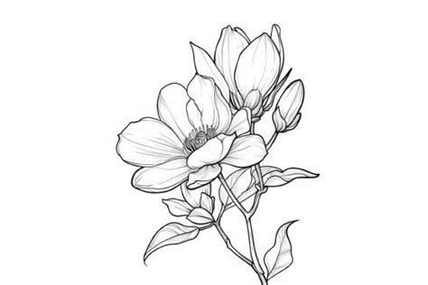 Magnolia Flower Coloring Page Graphic By Forhadx5 Creative Fabrica