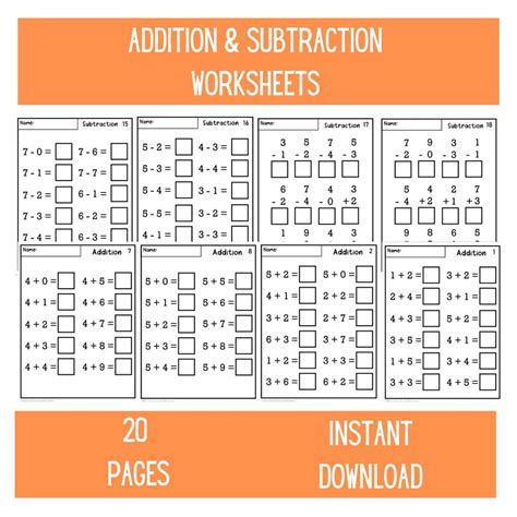 Math Worksheets For Kindergarten Addition And Subtraction