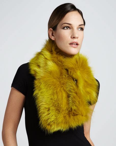 Diane von Furstenberg Fur Shawl Collar, Olive