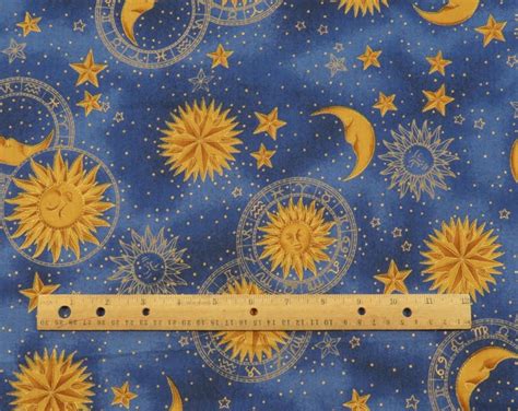 Vintage Celestial Fabric Winter Solstice Hoffman Blue Cotton 18 Yd Etsy