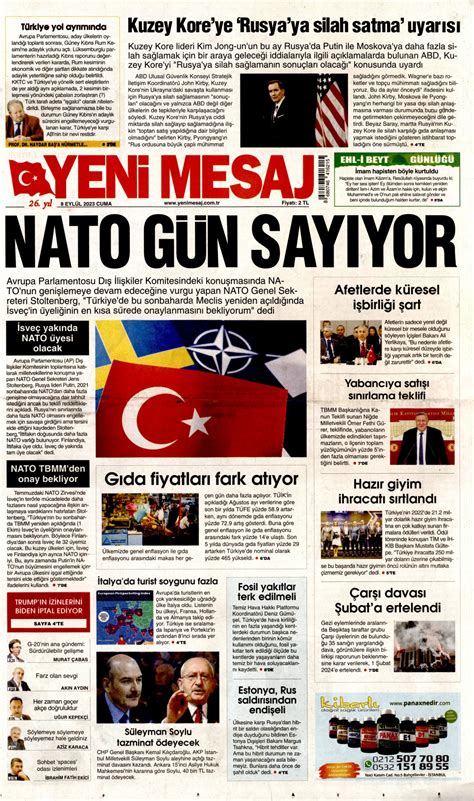 Yeni Mesaj Gazetesi Yeni Mesaj Man Et Oku Haberler Eyl L