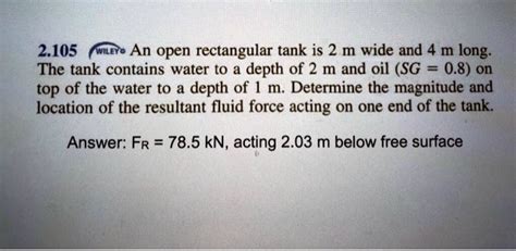 Solve Using Pressure Prism Method 2105 W An Open Rectangular Tank Is 2