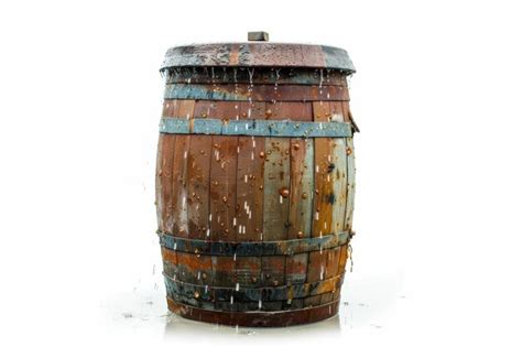 Wooden Rain Barrel Premium Ai Generated Image