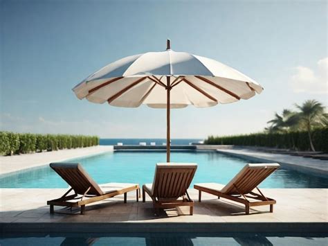 Premium Photo Umbrella And Chairs Around Swimming Pool