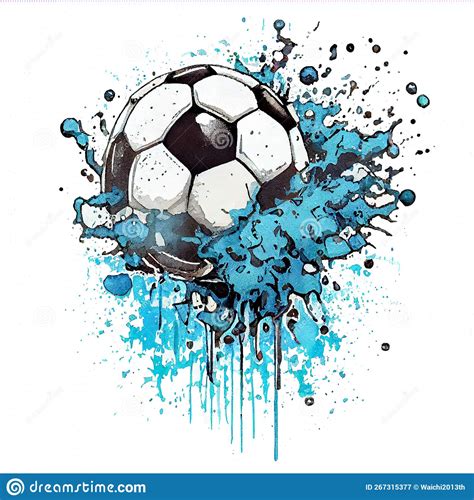 Water Color Soccer Ball Against White Background Qatar Football Cup