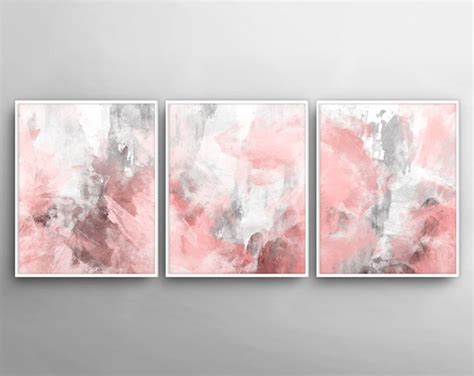 Blush Pink Decor Blush Pink Wall Art 3 Poster Set Bedroom Etsy