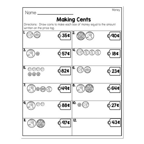 2nd Grade Math Worksheets Money Counting Coins Making Cents Worksheets Library