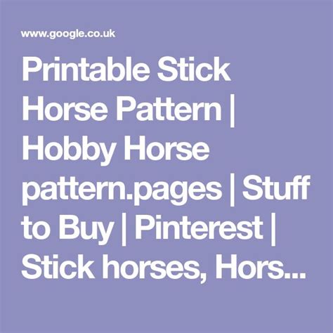 Diy Stick Horse Pattern Create Your Own Hobby Horse