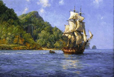 Montague Dawson Treasure Island Cocos Ship Paintings Old Sailing