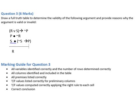 Solved Draw A Full Truth Table To Determine The Validity Of Chegg