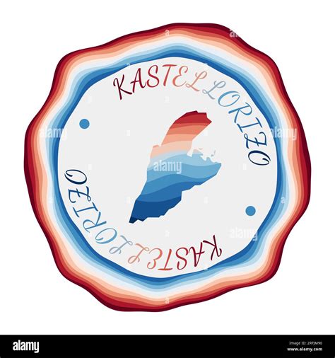 Kastellorizo Badge Map Of The Island With Beautiful Geometric Waves