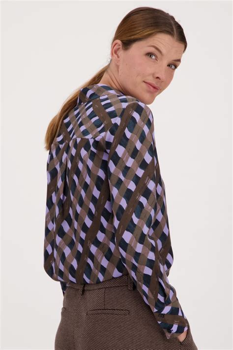 Geruite Blouse In Paars Bruin En Blauw Van Opus 3204434 E5