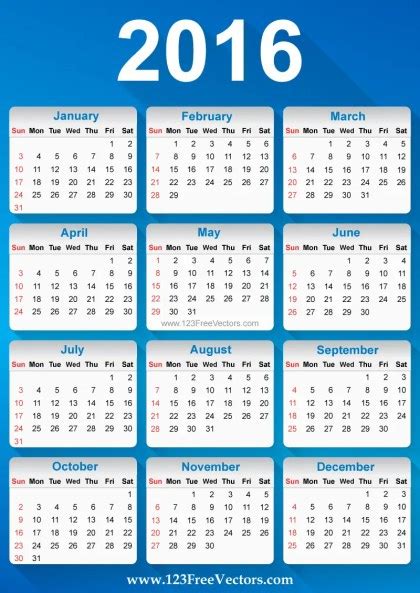 Calendar 2016 Vector