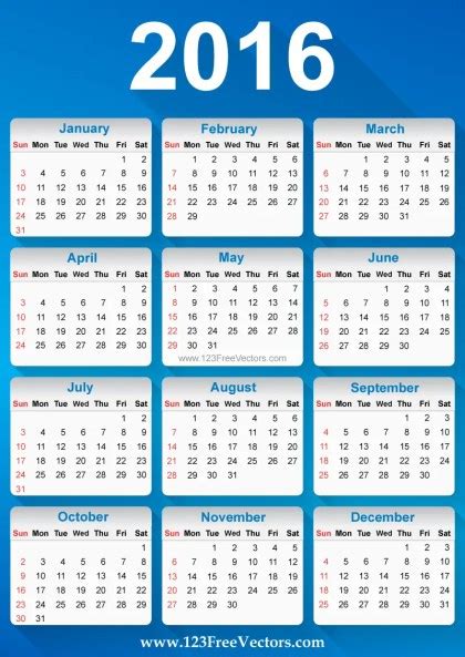 Calendar 2016 Vector