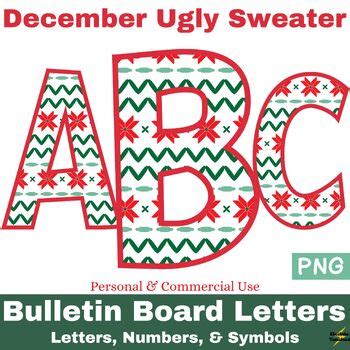 December Bulletin Board Letters Ugly Christmas Sweater Numbers Symbols