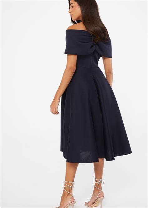 Quiz Blue Bardot Skater Midi Dress Matalan