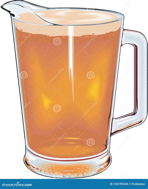 Pitcher of Beer Vector Illustration Stock Vector - Illustration of foam ...