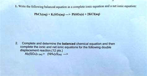 Solvedwrite The Following Balanced Equation As Complete Ionic Equation