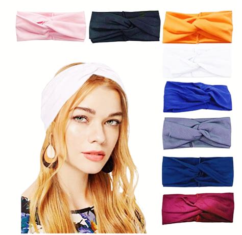 Women Wide Elastic Turban Head Wraps Headband Boho Sports Yoga Hairband