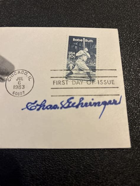 BASEBALL SIGNED CHARLIE GEHRINGER HOF BABE RUTH FDOI BASEBALL