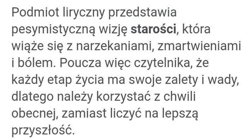 Napisz O Czym Jest Fraszka Na Starość I Na Młodość Jana Kochanowskiego