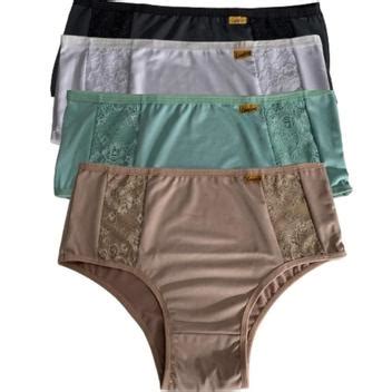 Kit Calcinhas Cintura Alta Plus Size Cal Ola Lingerie Feminino Senhora C S Alto Conforto