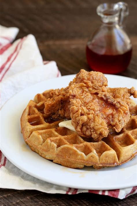 Fried Chicken And Waffles With Hot Sauce Maple Syrup Recipe Fried Chicken And Waffles