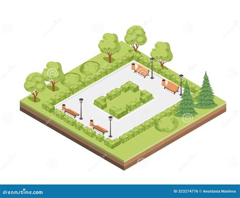 Isometric City Park Landscape Design Concept Vector Illustration