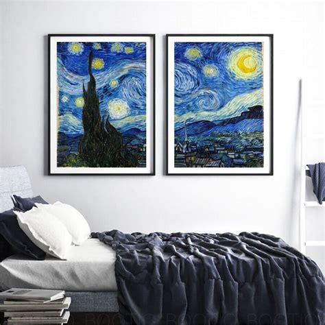 Set 2 Tablouri Pictura Vincent Van Gogh Noapte înstelată