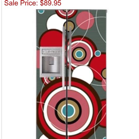 A Refrigerator With An Abstract Design On The Front And Bottom Panel