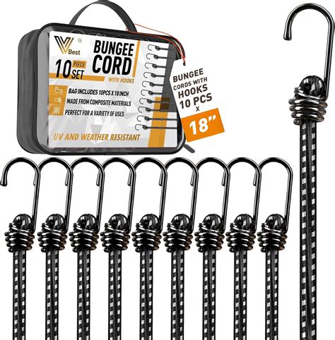 Vbest 10 Pcs 18 Inch Bungee Cords With Hooks Small Bungee Cords Heavy