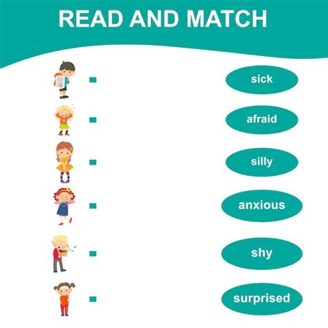 Premium Vector Read And Match Worksheet Matching Words With Images Using Funny Illustration